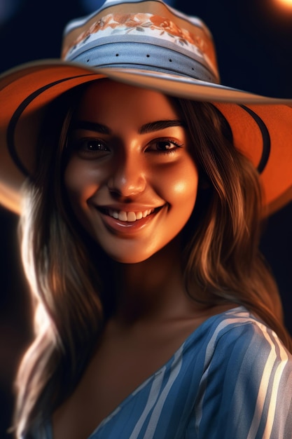 A portrait of a woman in a hat