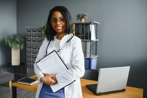 Portrait of woman medical doctor in hospital