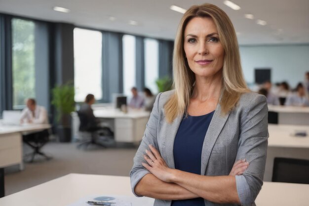 portrait of a woman middle aged executive command post arms crossed