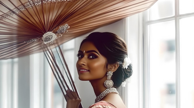 Photo a portrait of a woman in a traditional indian saree