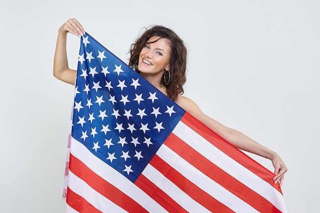 portrait woman with American flag