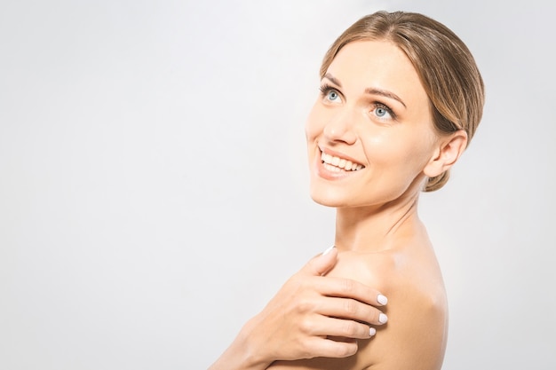 Portrait of a woman with bare shoulders