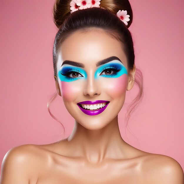 Portrait of woman with cheerful makeup