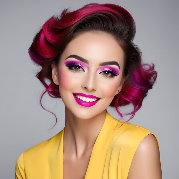 Portrait of woman with cheerful makeup