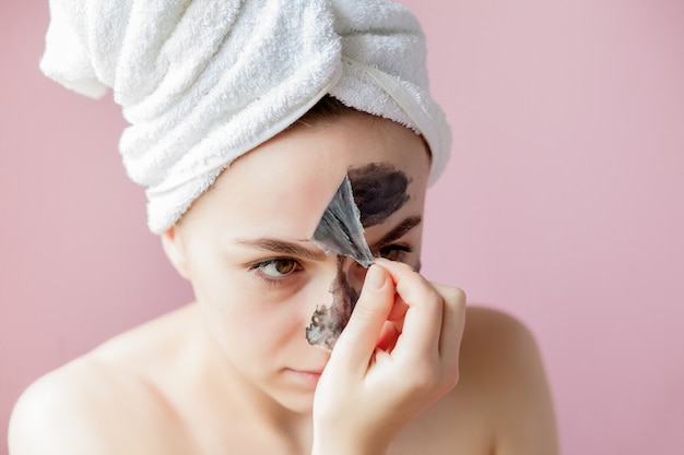 Portrait of a woman with cosmetic mask