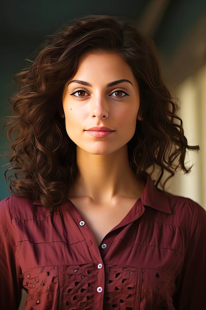 Portrait of a woman with curly hair