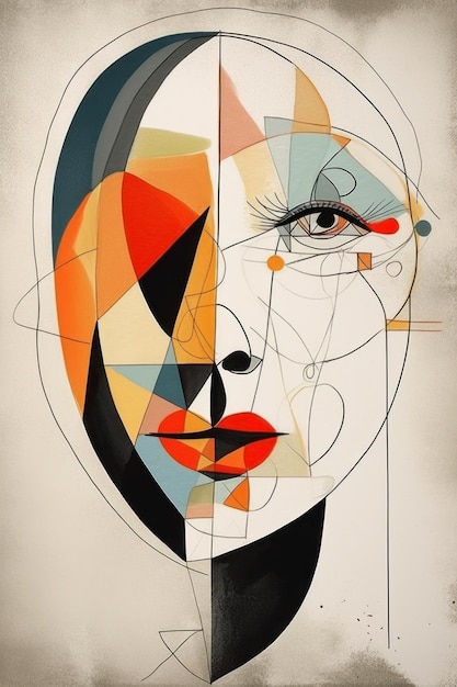 A portrait of a woman with a geometric pattern.