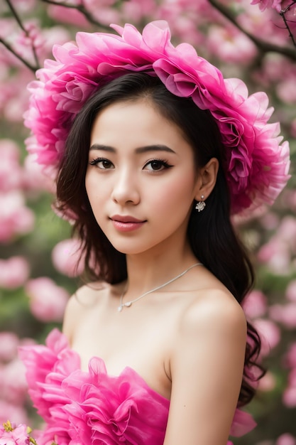 Portrait of women with flowers