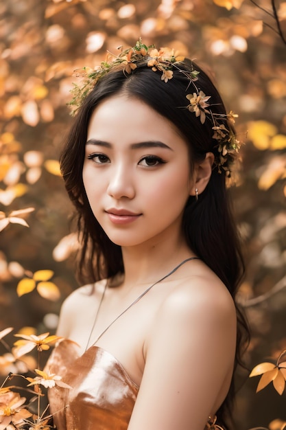 Portrait of women with flowers