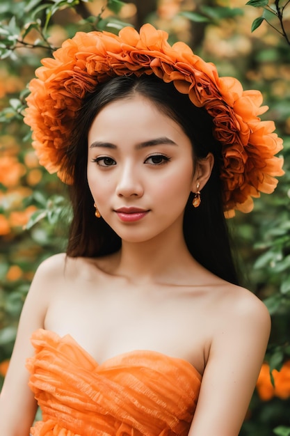 Portrait of women with flowers