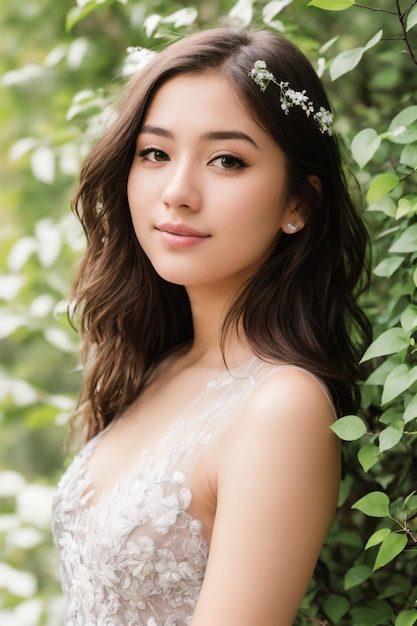 Portrait of women with flowers