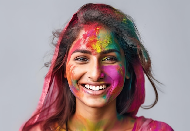 portrait of women with Holi color