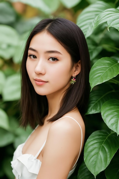 Portrait of women with plants