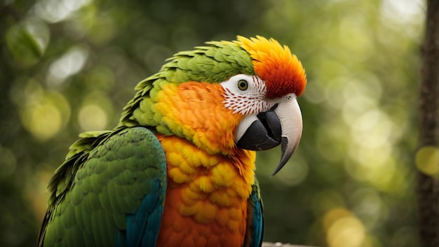 portrait of yellow and green color parrot