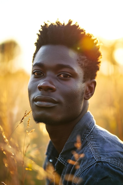 Portrait of a young african american man at sunset