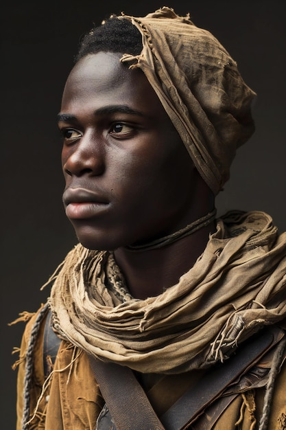 Portrait of a young african american man in traditional clothing