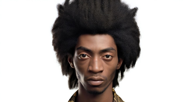 Portrait of a young african american man with afro hairstyle on white background