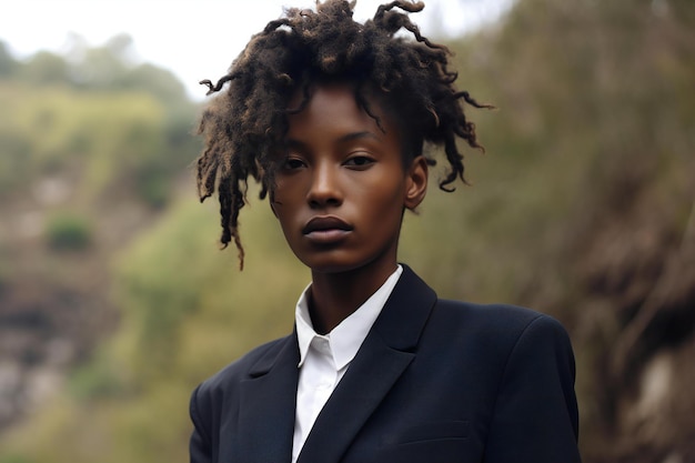 Portrait of a young african american woman in a suit