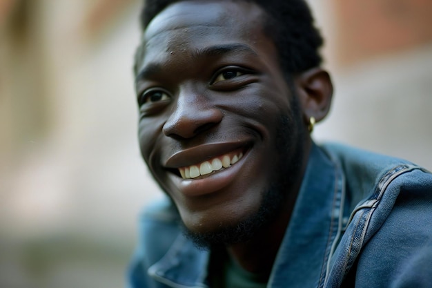 Portrait of a young african man smiling at the camera