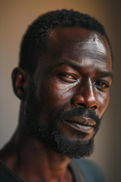 Portrait of a young African man with a beard and mustache