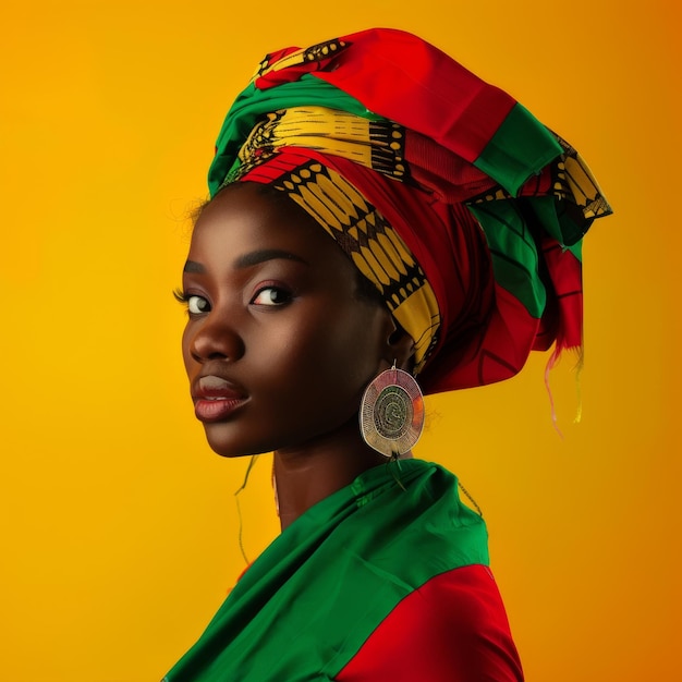 Portrait of a young African woman dressed in traditional attire