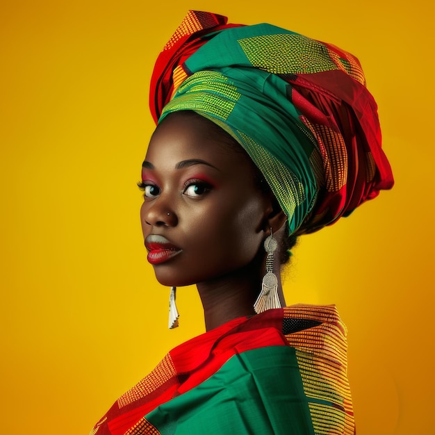 Portrait of a Young African Woman in Traditional Attire