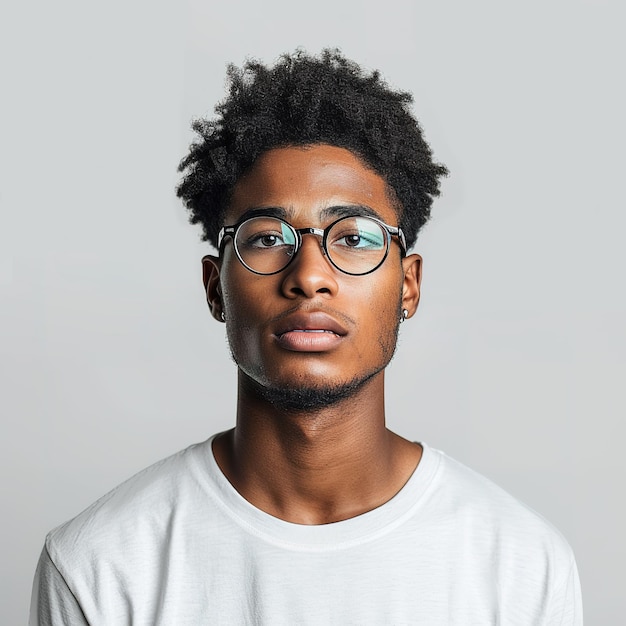 Portrait of a young afro man with eyeglasses