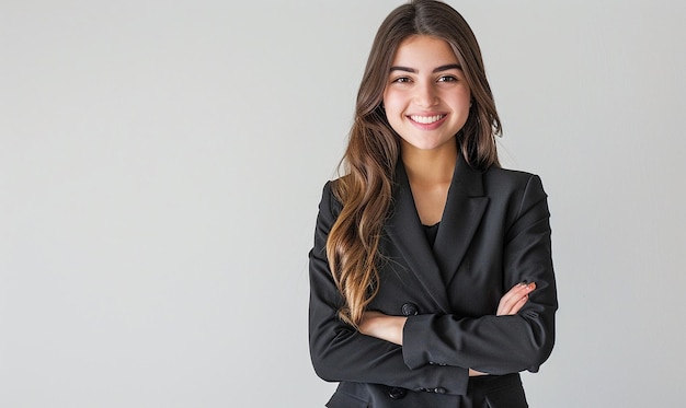 Photo a portrait of young american happy business woman