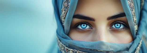 Portrait of a young Arab woman in hijab Banner