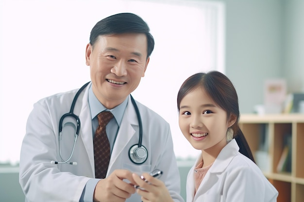 Portrait of a Young Asian Dermatologist Using a Medical Magnifying Glass Generative AI