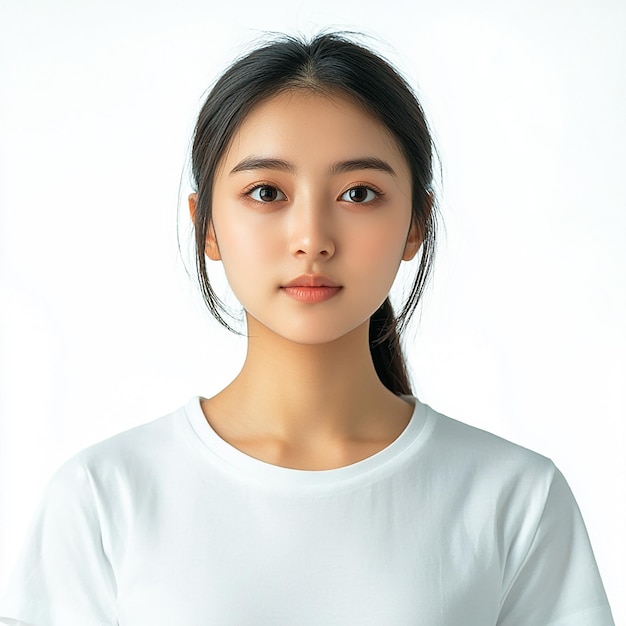 Portrait of Young Asian Woman in White