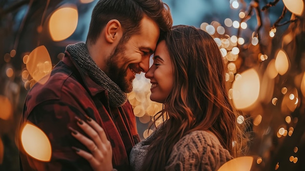 a portrait of young beautiful happy couple on valentine day