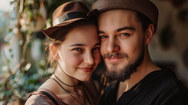 a portrait of young beautiful happy couple on valentine day