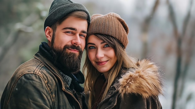 a portrait of young beautiful happy couple on valentine day