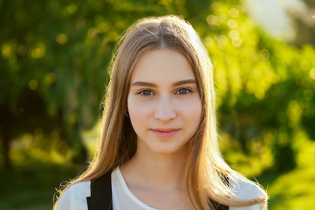 Portrait of a young and beautiful woman fresh skin and beautiful eyes makeup