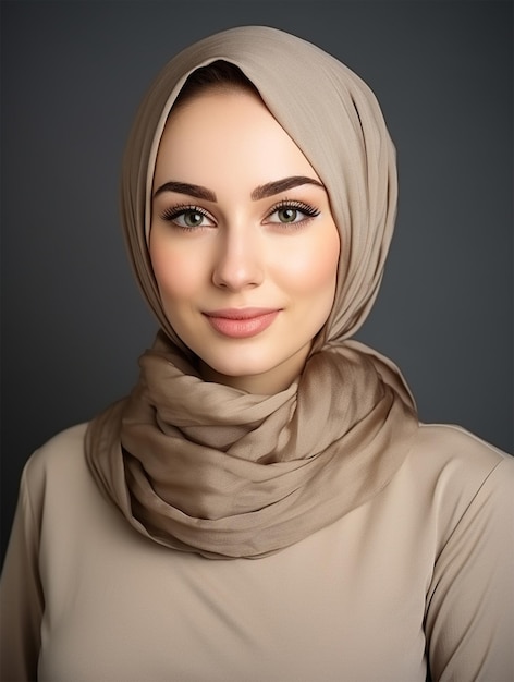 Portrait of a young beautiful woman in a hijab with a soft smile