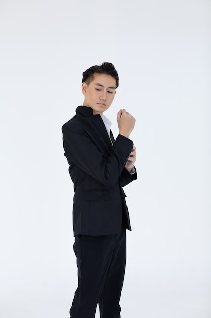 portrait of young business asian man isolated on white background 