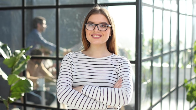 Portrait of a young business woman in an office