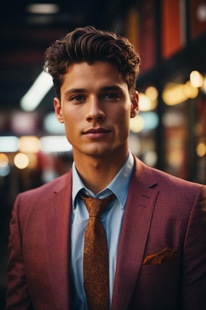 Portrait of young businessman in city