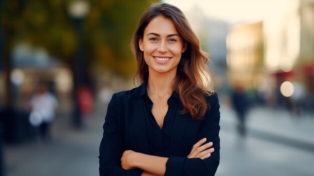 portrait of young businesswoman in city