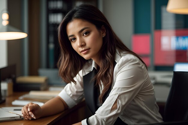 Portrait of young businesswoman sitting in the office