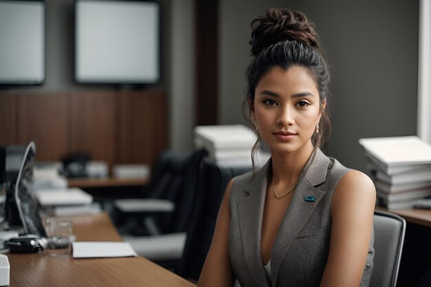 Portrait of young businesswoman sitting in the office