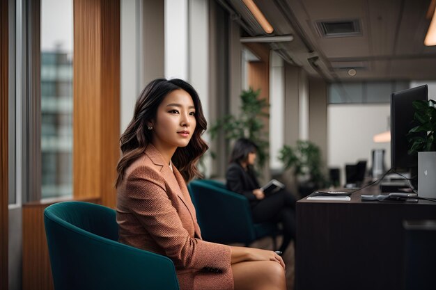 Portrait of young businesswoman sitting in the office