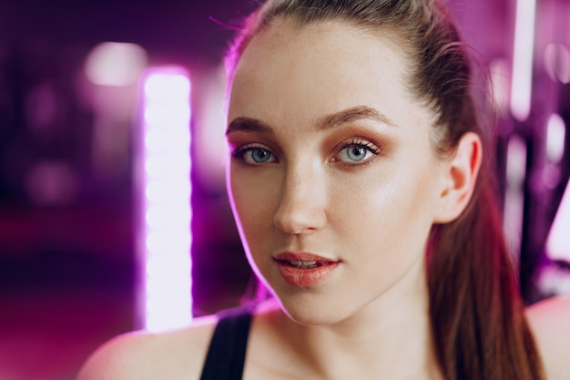 Portrait of a young caucasian woman close up