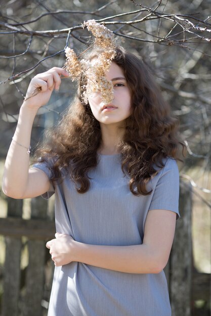 Portrait of a young caucasian woman.