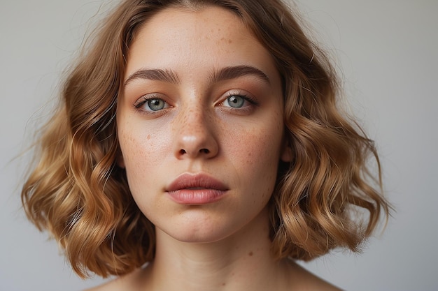 Portrait of a Young Confident Woman with Acne