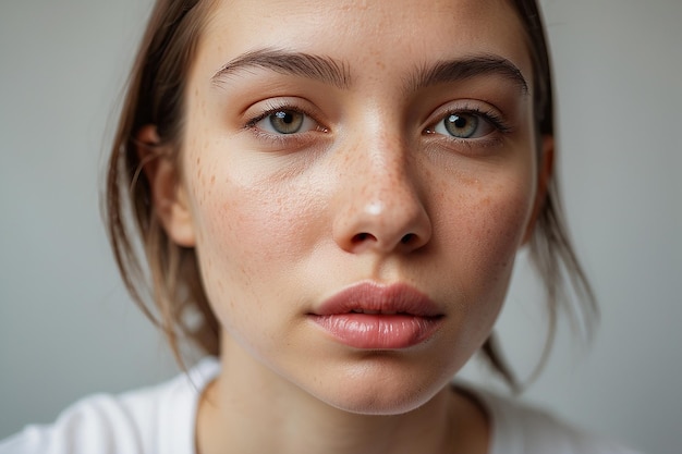 Portrait of a Young Confident Woman with Acne