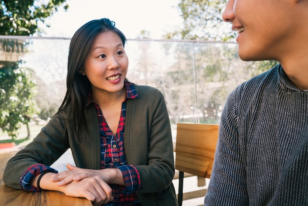 Portrait of young couple enjoying a date and spending good time together