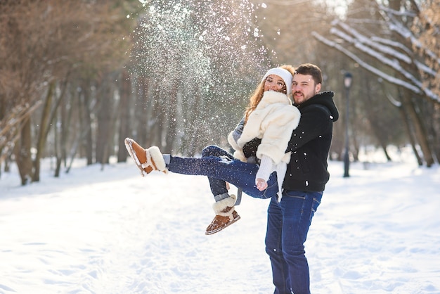 Portrait of a young couple in the park