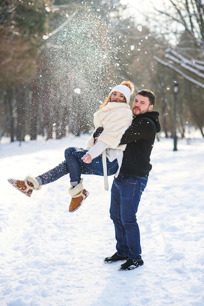 Portrait of a young couple in the park